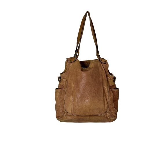 Vintage Fossil Large Brown Leather Shoulder Bag Multiple Pockets & Key Charm Y2k - Picture 10 of 12